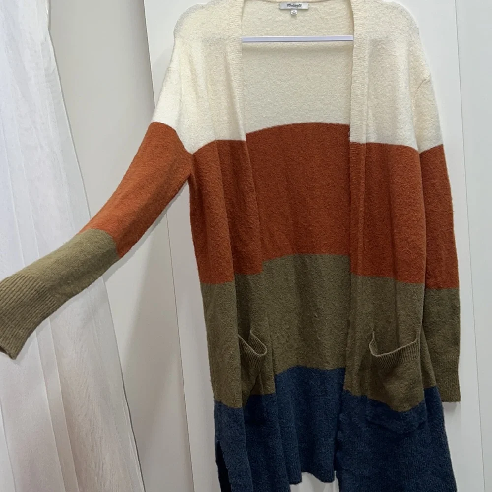 MADEWELL color block open cardigan sweater duster - Picture 7 of 16